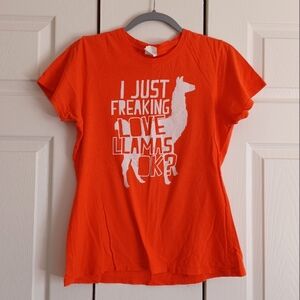 3 For $15 / Women's Bright Orange Llama Graphic T-Shirt, Fun Shirt